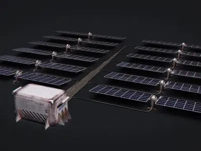Space Craft Solar Panels Mars Colony Spaceship Collection Pack Low-poly 3D model