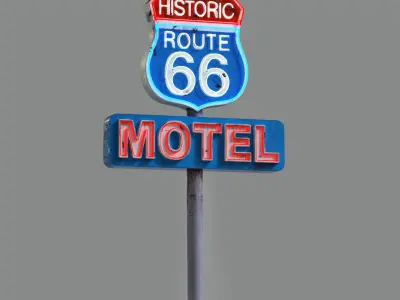 Street Sign Neon Route 66 3D model