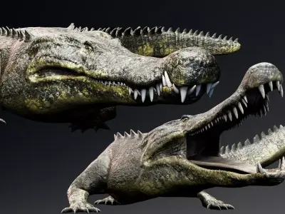 Dinosaur Deinosuchus - Crocodile Low-poly 3D model
