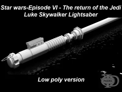 Luke Lightsaber Low poly version Low-poly 3D model