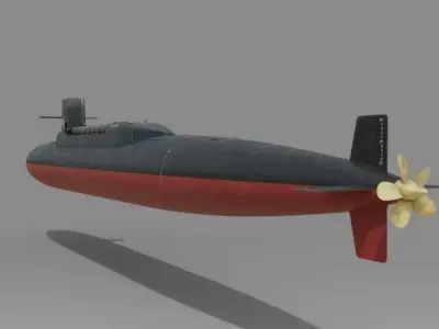 Nuclear submarine SSBN 598 Georges Washington with missile Free 3D model