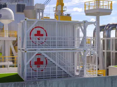 Hybrid Container Stair Platform White 3D model