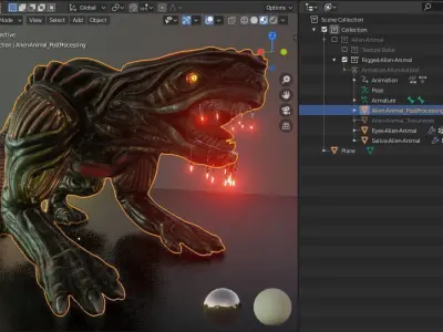 Alien Animal Re-Texture-Baked in Blender-2-81a Free low-poly 3D model