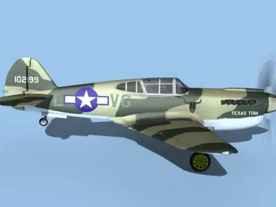 Curtiss P-40F Warhawk USAAF Texas Tom 3D model
