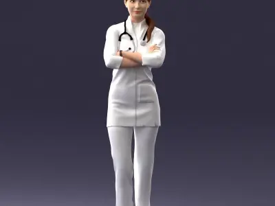 000188 Doctor in Medical Uniform with Stethoscope 1008 3D model