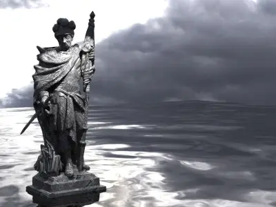 Viking Warrior Statue Standing tall  3D model