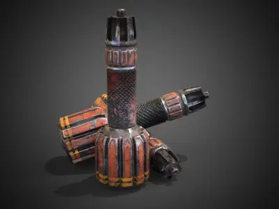 Sci-fi post-apocalyptic grenade Low-poly 3D model