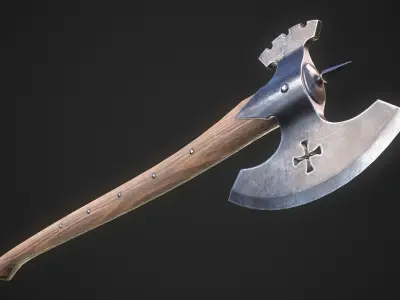 Medieval Axe 03 Low-poly 3D model