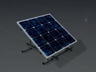 Solar module version 3 2x2m tilt angle 30 degrees with stand Low-poly 3D model