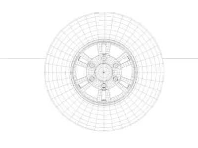 6 Lug Rims with Low Poly Treadless Tire 3D model