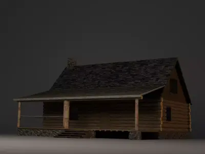 Forest Cabin with Porch Free 3D model