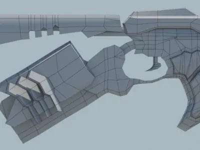 dominator futuristic gun in sky Low-poly 3D model