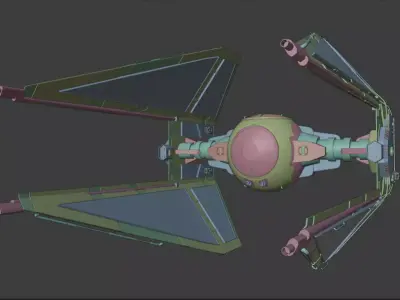 Tie-Interceptor star wars spaceship Low-poly 3D model