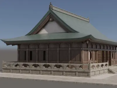 Japanese Modular Temple 3 Low-poly 3D model