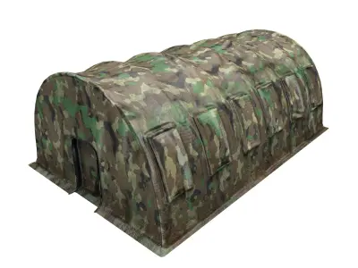 Large Military Tent Desert Camouflage Game Ready Low-poly 3D model
