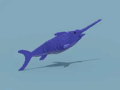 Voxel Swordfish Low-poly 3D model