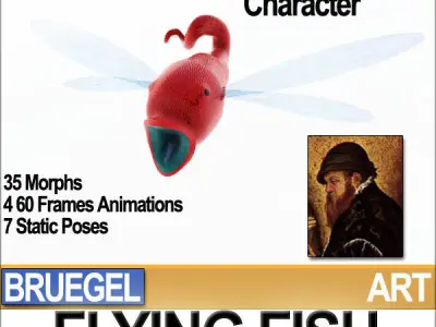 Bruegel Flying Fish Poser Daz Animation Stl 3D model