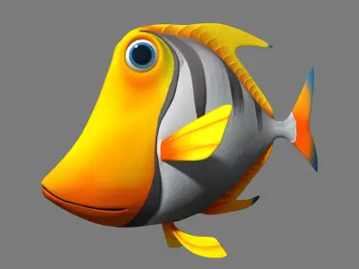 Cartoon fish03 rigged animated 3D model