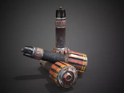 Sci-fi post-apocalyptic grenade Low-poly 3D model