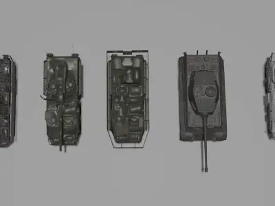 5 Tanks Low-poly 3D model