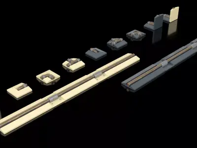 Interior Sci-fi Small Brass Tubes PBR 3D model