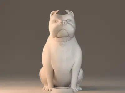 Dog 3D model- American Bully Free 3D model