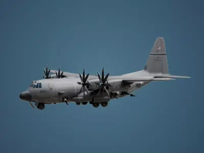 Realistic AC130 Gunship Game Ready Low-poly 3D model