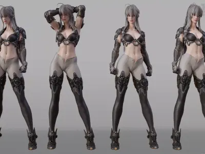 Cyber Girl 3D Character Low-poly 3D model