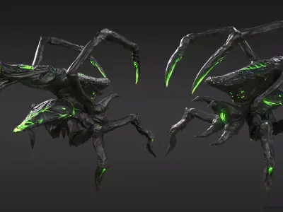 Arachnid group of spiders Low-poly 3D model