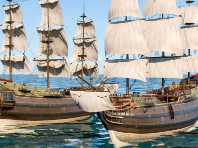 Pirate ship Low-poly 3D model