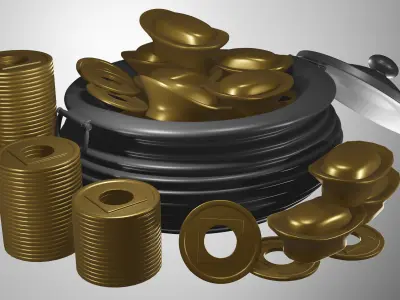 Pot Japanese of Gold 3D model