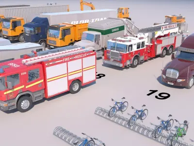Modern Special and Engineering Vehicles 3D Model Collection Low-poly 3D model