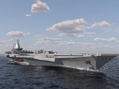 PLA NAVY Type 003 class aircraft carrier Fujian ship CV18 Low-poly 3D model