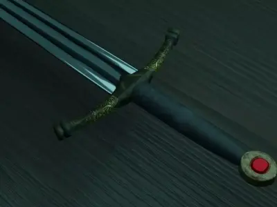 Sword golden ball with celtic knots Free low-poly 3D model