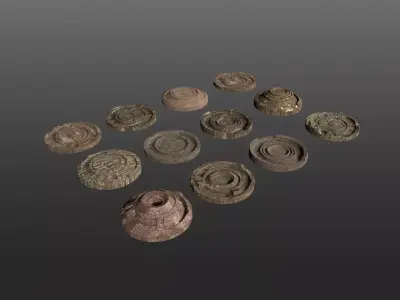 3D ancient stand base KITBASH Low-poly 3D model