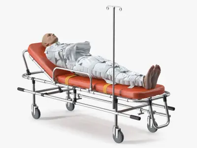 Patient in Straitjacket on Stretcher 3D model