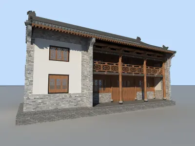 Chinese ancient architecture Low-poly 3D model