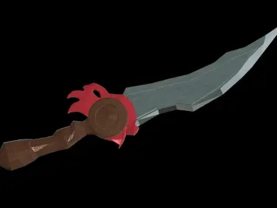 The Enigmatic Low Poly Red-Banded Sword Low-poly 3D model