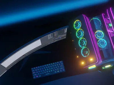 gaming setup Free low-poly 3D model