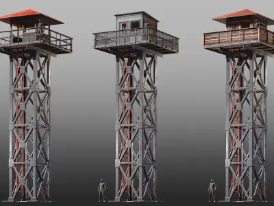 Game-ready Watchtower Set 2 Low-poly 3D model