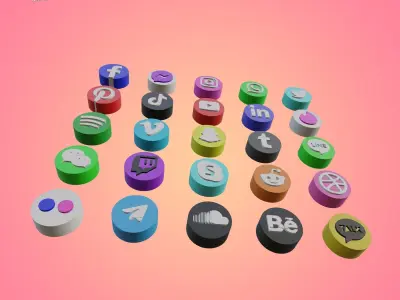 Social media icon GUI 02 Low-poly 3D model