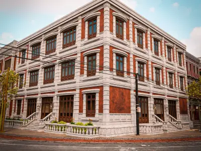 MODULAR BUILDING WITH INTERIOR KITBASH 07 Low-poly 3D model