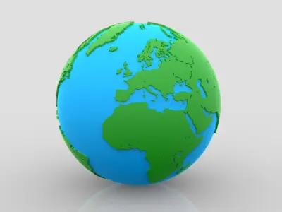 Earth high-poly globe 3D model
