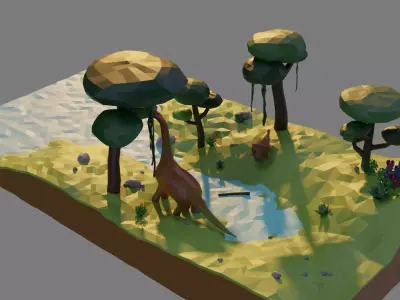 Dinosaur Board Low-poly 3D model