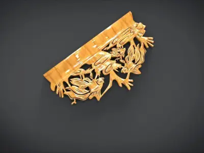 Unique Wall Ornament with Fish Ornament motif Low-poly 3D model