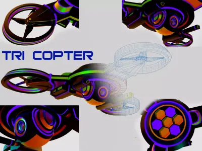 Tri Copter Low-poly 3D model