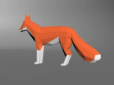 low poly fox in polygons Low-poly 3D model