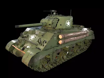 Sherman Tank 3d model game ready Low-poly 3D model