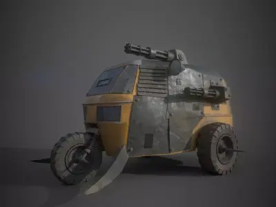 Post Apocalyptic Monster Tricycle Low-poly 3D model