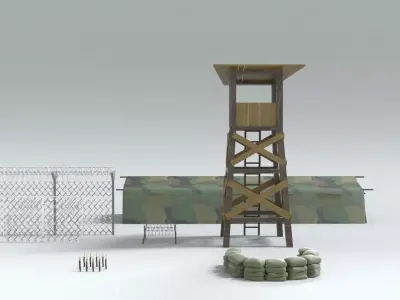 laos Game Guard Tower Control Point Low-poly 3D model
